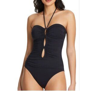 NEW Bleu by Rod Beattie Bandeau Mio One-Piece Swimsuit Black NWT - Size 4